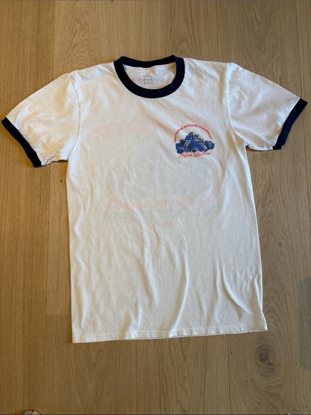 NWOT KELSEA BALLERINI White & Navy Ringer Graphic Tee - Unbranded